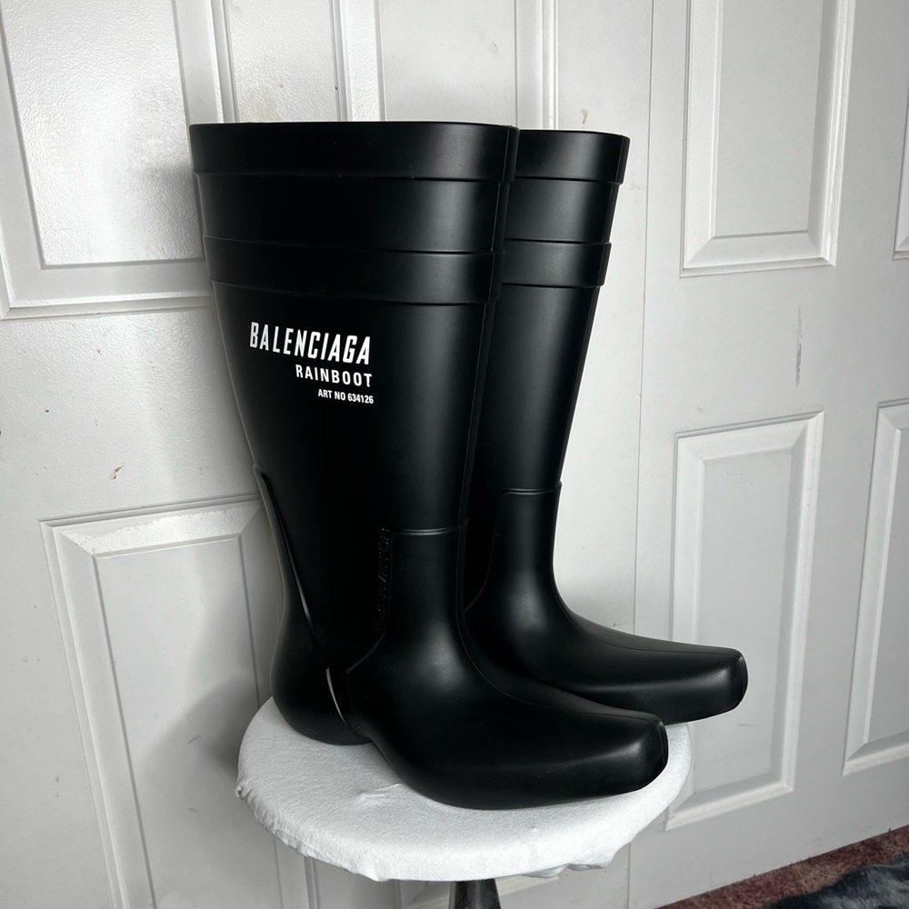 Mens BALENCIAGA "Excavator" Rubber Rain Boots Black 45 US 12 (no box)